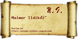 Malmer Ildikó névjegykártya