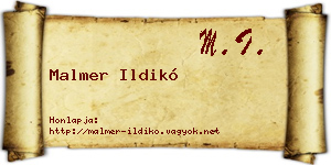 Malmer Ildikó névjegykártya